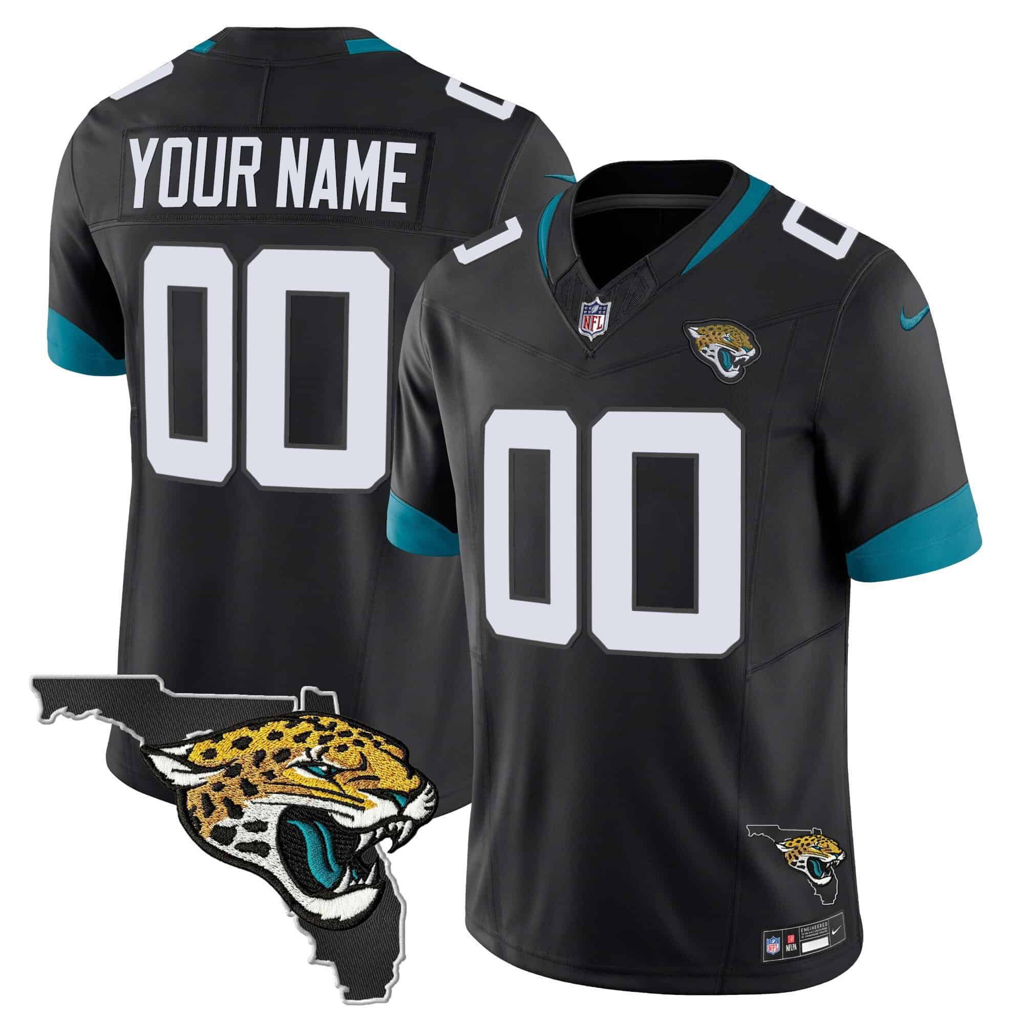 Men Jacksonville Jaguars Black 2024 Nike Florida Patch Vapor Custom NFL Jersey style 1->indianapolis colts->NFL Jersey